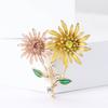 1PC Shiny Double-Headed Sunflower Brooch for Feminine Neutral Plant Pins Available for Casual Party Accessories Gifts