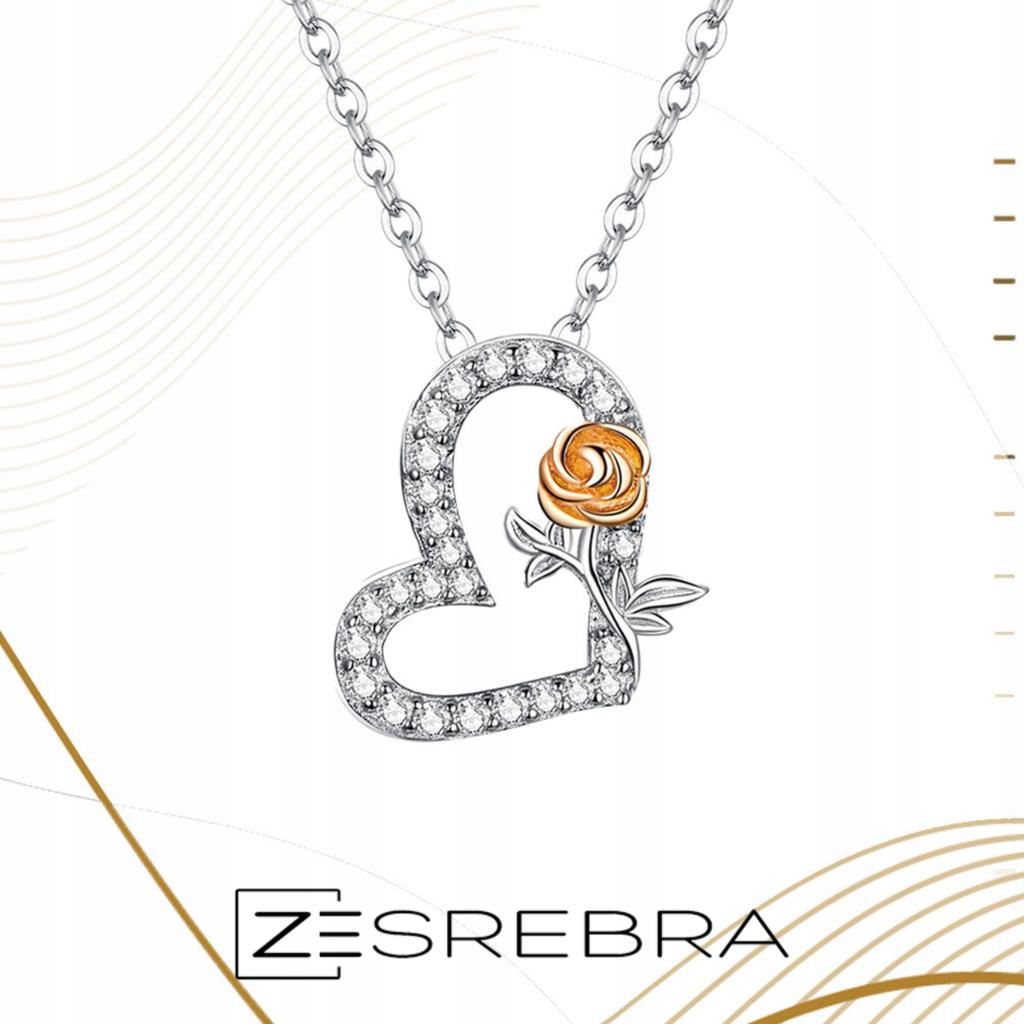 Chain Pr 925 With A Heart And A Rose