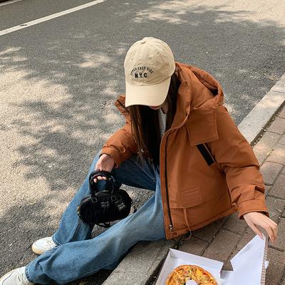 Новая короткая хлопковая куртка свободного кроя в корейском стиле контрастных цветов для верхней одежды зимой