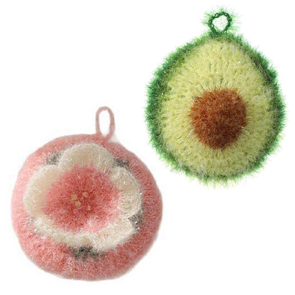 Cute Kitchen Cleaning Cloth Green Pink Scouring Pad Dishwashing Sponge  Kitchen Essential