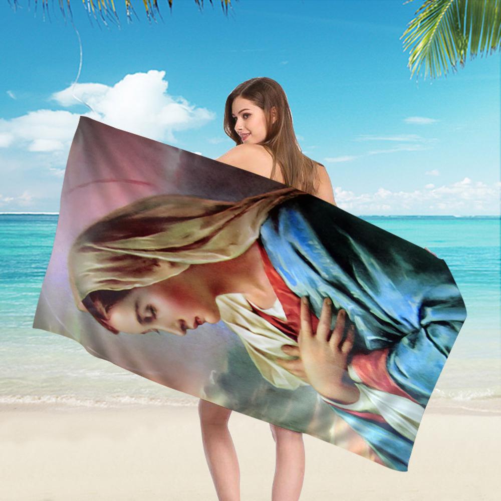 Virgin Mary Christian Towel Microfiber Beach Towel Absorbent Quick dry Soft Yoga Swimming Resort Mountain Climbing Towel