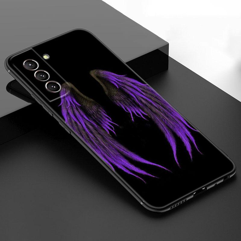 Фантазийные Крылья Ангела Девушки Черный Силиконовый Чехол для Телефона Samsung Galaxy S23 S21 S20 FE S24 S22 Ultra S10E S10 S9 S8 Plus