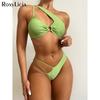 Асимметричный бикини с высоким вырезом, женский купальник, женские купальники, комплект бикини из двух предметов, мягкий купальный костюм, купальный костюм для женщин