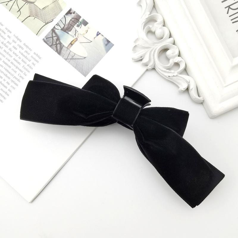 Французская застежка-бабочка, черная бархатная застежка для волос, сетка, красный темпераментный головной убор, корейский элегантный зажим для волос с ложкой на затылке, новый стиль