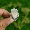 925 Sterling Silver Natural Plume Agate Bezel New Statement Wedding Ring Jewelry