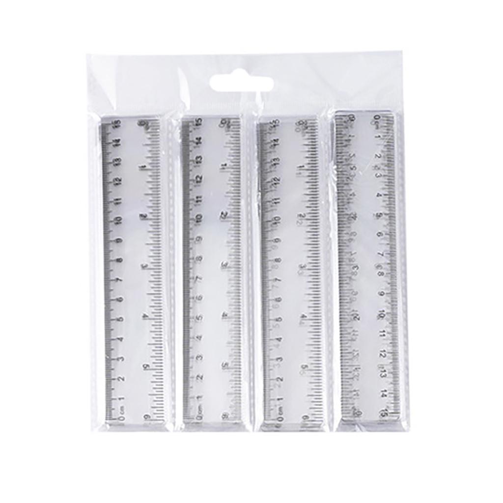 4Pcs Clear Colorful Ruler Kids Plastic Ruler for School Ruler with Centimeters Millimeter and Inches Assorted Color