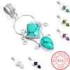 925 Sterling Silver Pendant Women Gemstone Handmade Jewelry Friendship Day Gift Blue Green Purple Copper Turquoise Pearl Lapis Mother Of Pearl