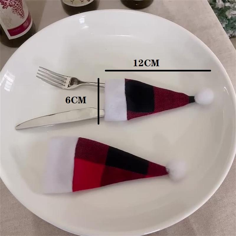 Простота Бутылка вина Шляпа Navidad Новогодний карманный нож Вилка Набор Рождественская шляпа Мини-держатель для вечеринки Сумка Декор Веселый рождественский ужин