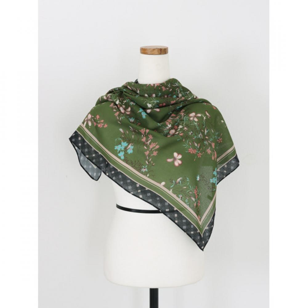 Shop Women S 25fw Floral Mini Square Scarf Korean Made Green Drn wSc 0878