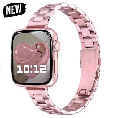 Классический браслет из нержавеющей стали для Apple Watch Band 6 7 8 9 SE 49 мм 41 мм 40 мм 45 мм 38 мм женский тонкий ремешок iWatch 5 4