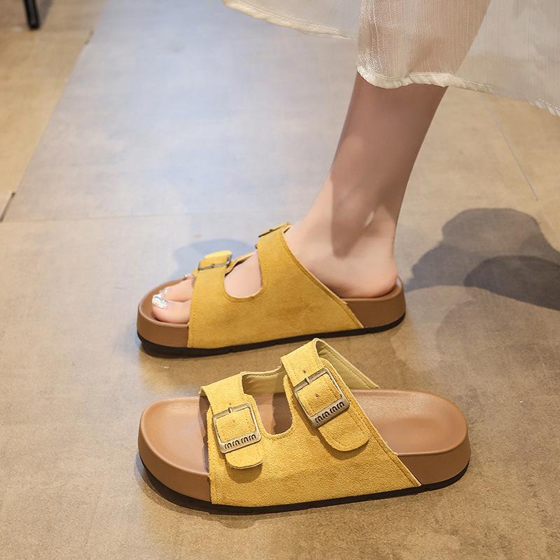 Шлепанцы на толстой подошве, однословные, женские, для ношения, новые, летние, с увеличивающей рост подошвой, повседневные сандалии, отпускная пляжная обувь