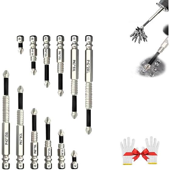 Набор сверл с магнитными отвертками, прочный набор сверл с отвертками, противоскользящий набор электрических отверток, идеально подходит для дома, гаража, DIY