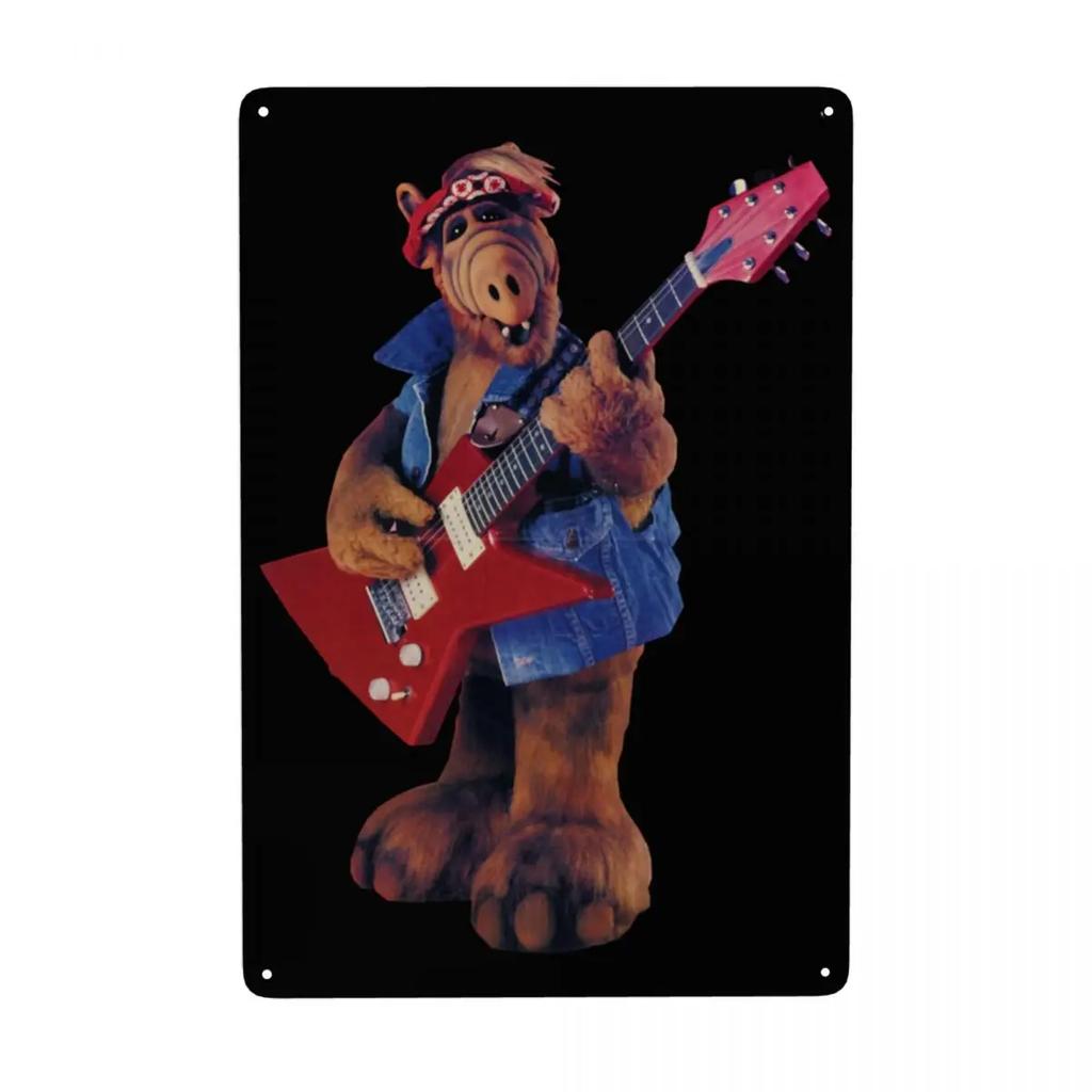 Инопланетная форма жизни ALF Мем Металлическая табличка Ретро Научная фантастика ТВ Жесть Декоративные знаки Таблички Паб Кафе Двор Мужская пещера Бар Настенный декор