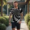 Summer Round Neck 3D Black Hole Visual Illusion Print Top Fashionable Casual Short Sleeved Men's T-shirts