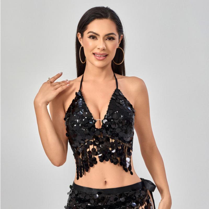 2025 European & American Nightclub Sequin Tassel Bra for Pole and Belly Dance Performance