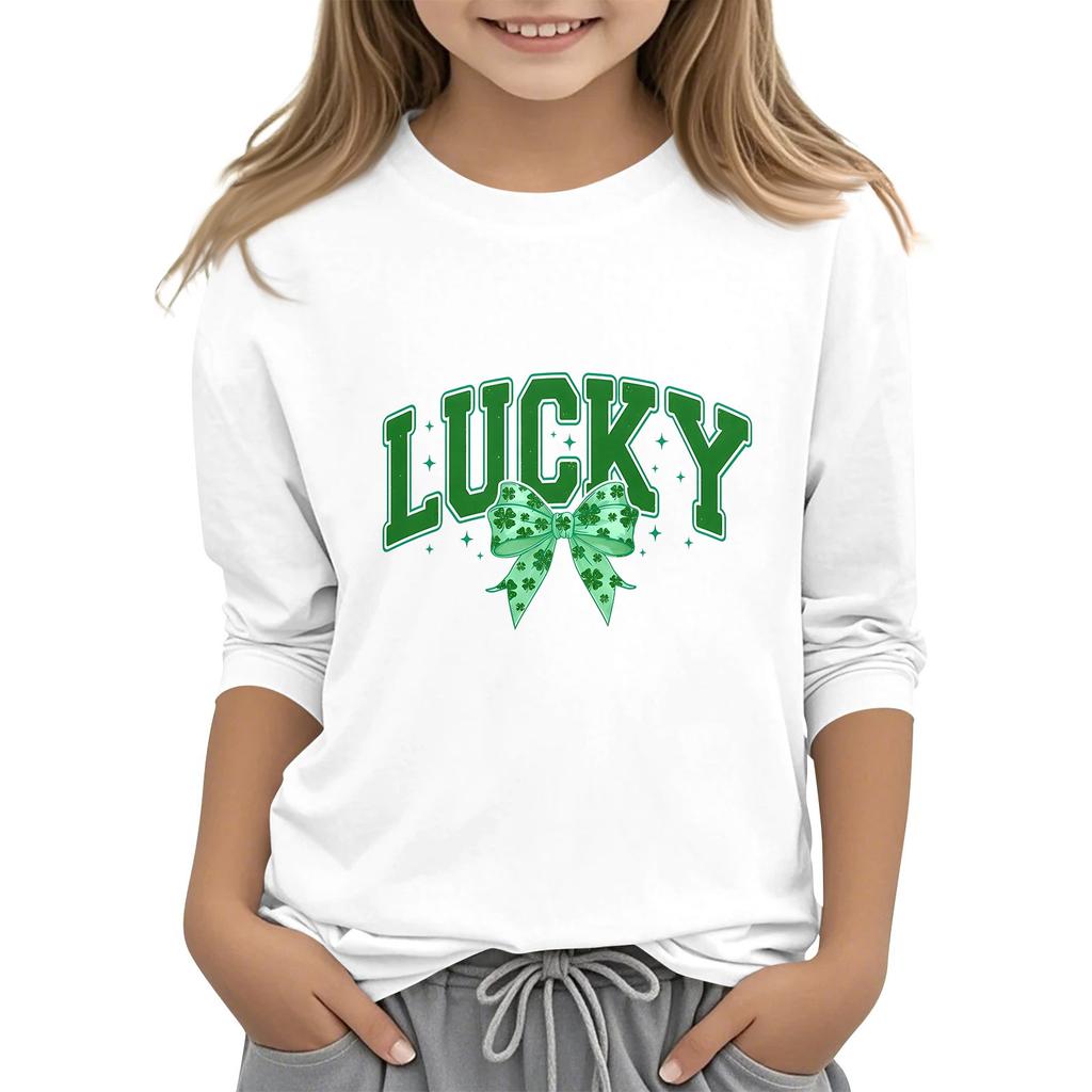 Детская повседневная футболка с принтом в виде воротника с надписью «Св. Патрик» и рукавами длиной 7 минут