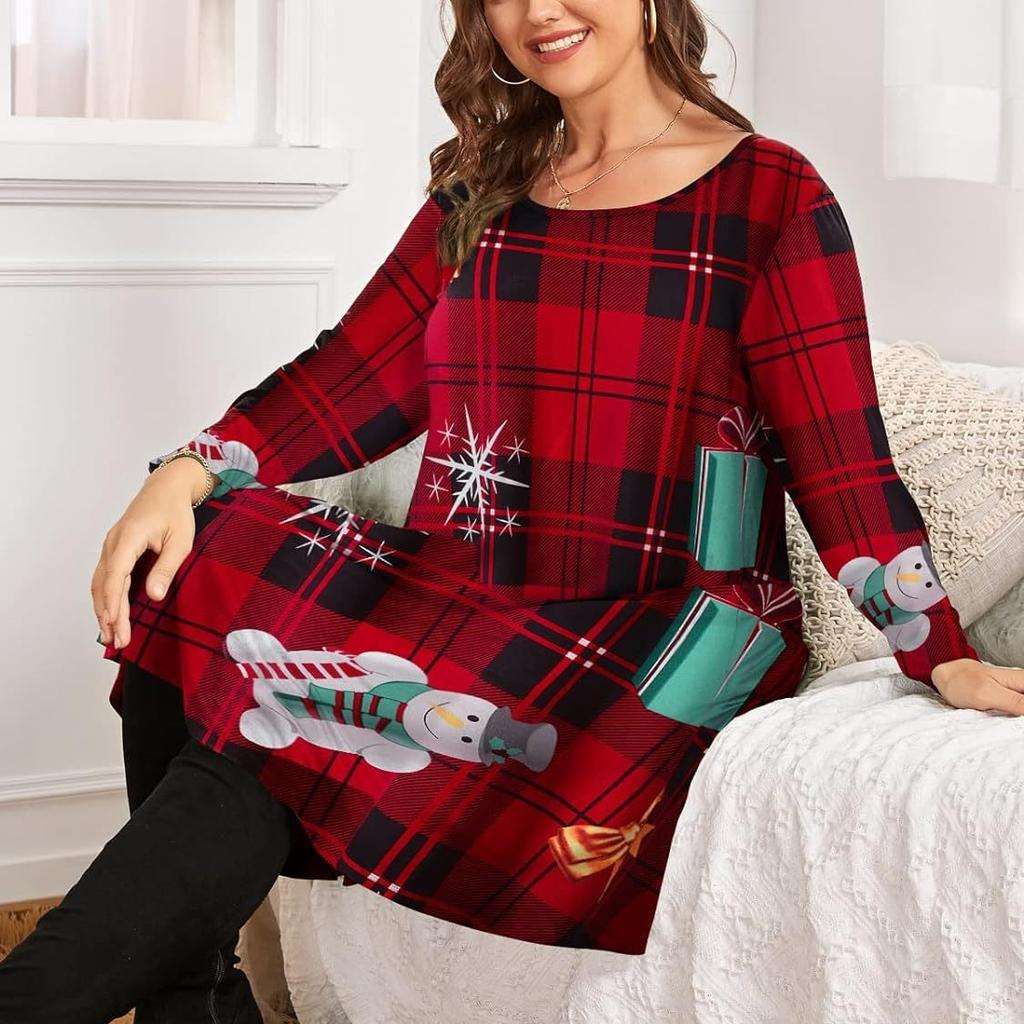 GMXIA Женская мода с рождественским принтом на рукавах, женская одежда больших размеров