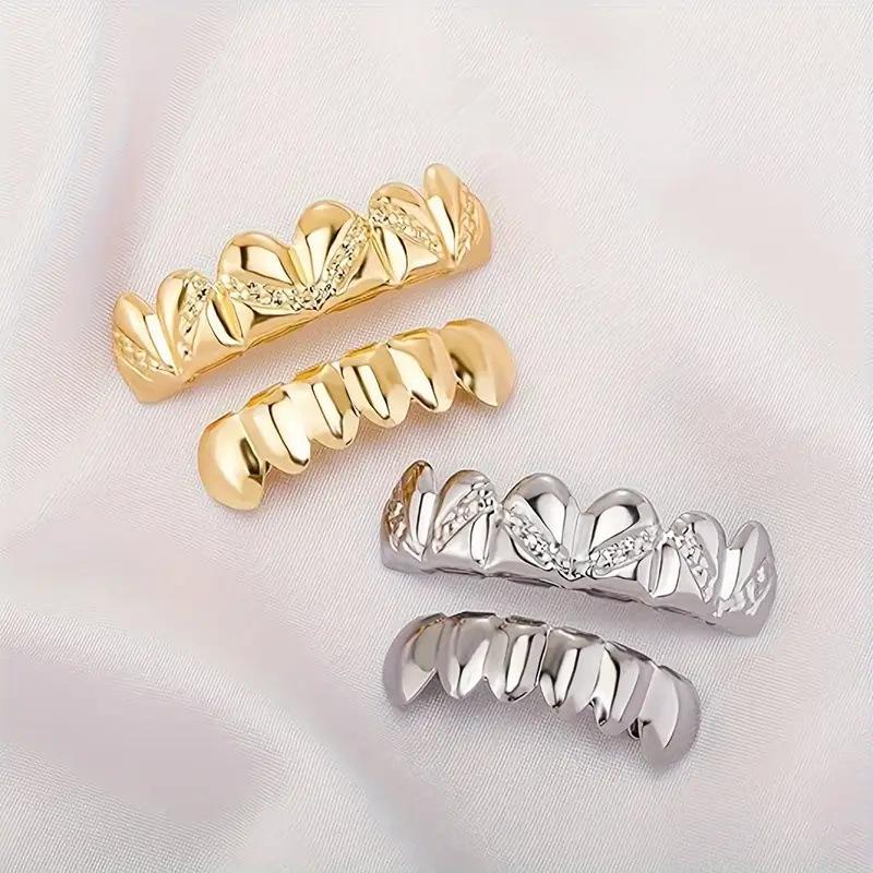 Позолоченные медью Hip Hop Grillz с твиловым узором - Набор на верхние и нижние зубы, Европейский бестселлер