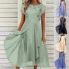 Elegant Chiffon Lace Bridesmaid Evening Dress Long Cut-out Patchwork Womens Dress