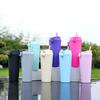 24oz Colorful Double Layer Plastic Fitness Mug Large Capacity Straw Outdoor Mug Gift Cup with Lid ,wholesale Custom
