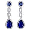 Длинные висячие серьги Huitan Temperament Blue Cubic Zirconia для женщин, роскошные элегантные серьги для свадебной вечеринки для невесты, новые ювелирные изделия