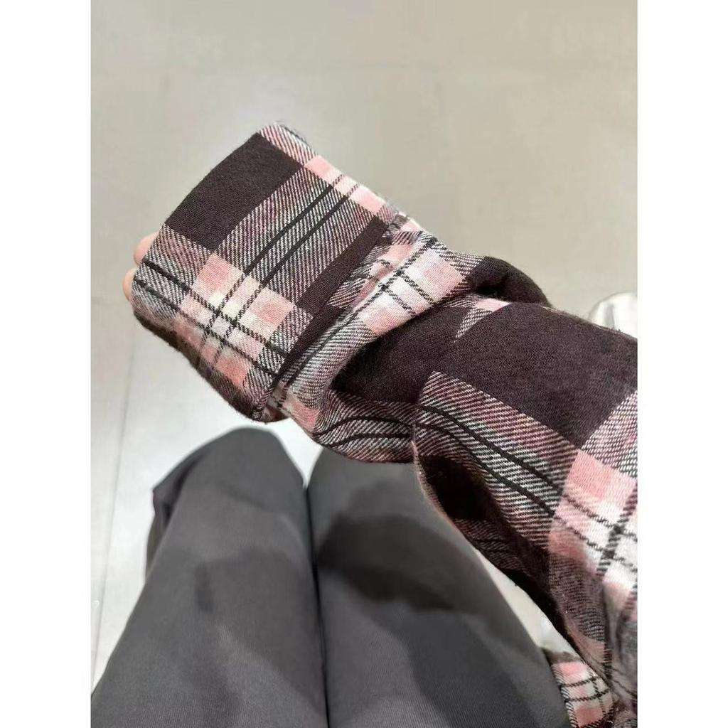 Весенне-осенняя женская рубашка с воротником поло, свободная повседневная клетчатая блуза, большой кардиган, женская блузка в корейском стиле