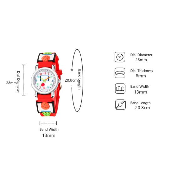 Разноцветный баскетбольный узор, милые спортивные часы для мальчиков, подарок для девочек, регулируемые наручные часы