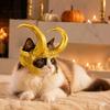 Creative Gifts for Cat Lovers Horn Crown Helmet, Golden Headpiece, with Ear Holes, Photo Props Pet Funny Cosplay Helmet Halloween Theme Parties Party