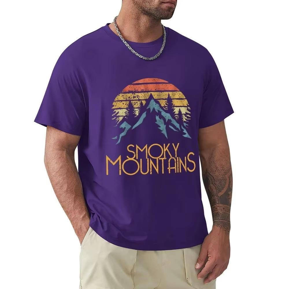 Smoky Mountains Hiking Vintage Camping Funny T Shirt Harajuku Short Sleeve T Shirt 100% Cotton Graphics Tshirt Tops