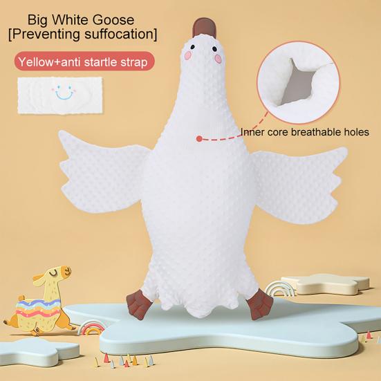 Подушка для младенцев с ремешком безопасности, в форме гуся, для сна, помощник во сне, предотвращает рвоту молоком, поддержка для рук, успокаивающие игрушки для сна, выемка для шеи
