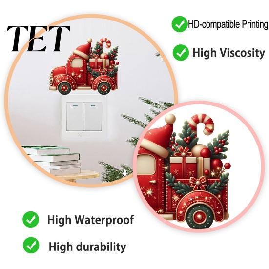 Self Adhesive Festive Wall Stickers Christmas Switch Stickers, Removable Santa Claus/Puppy/Reindeer/Elf/Pickup Truck Light Decorative Holiday