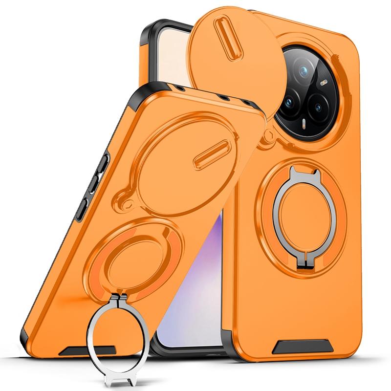 Бронированный чехол для OPPO Realme 14 Pro 5G со сдвижной защитой объектива камеры, кольцом-подставкой и задней крышкой для Realme 14 Pro+ Plus Capa