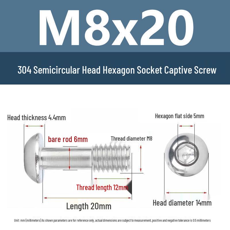 Yigu 304 Stainless Steel Anti-Loosening Hex Socket Captive Screws - M2/M3