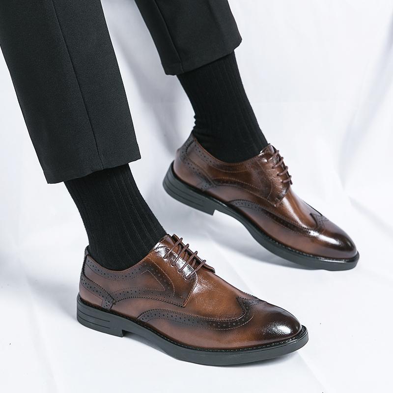 Мужские туфли-броги Дизайнерская кожа Bullock Fashion Свадебная итальянская обувь для офиса и вечеринки Брендовая обувь класса люкс Мужские лоферы Мужская обувь