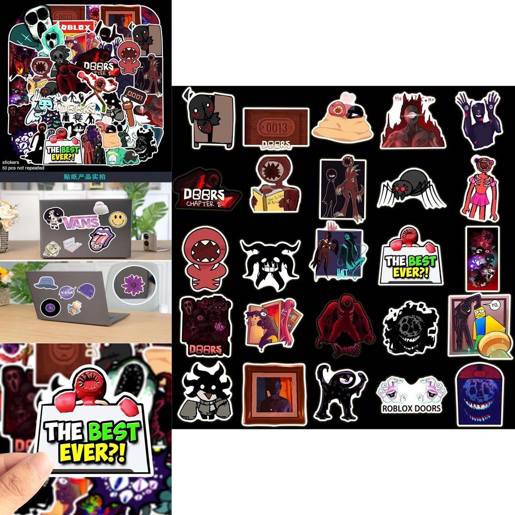 50 шт. Высококачественный набор водонепроницаемых наклеек с фигурками Roblox Doors для скрапбукинга и украшений