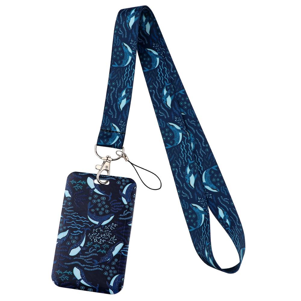 Whale Business Card Holder With Lanyard Credit Card Holders New Bus Card Cover Case