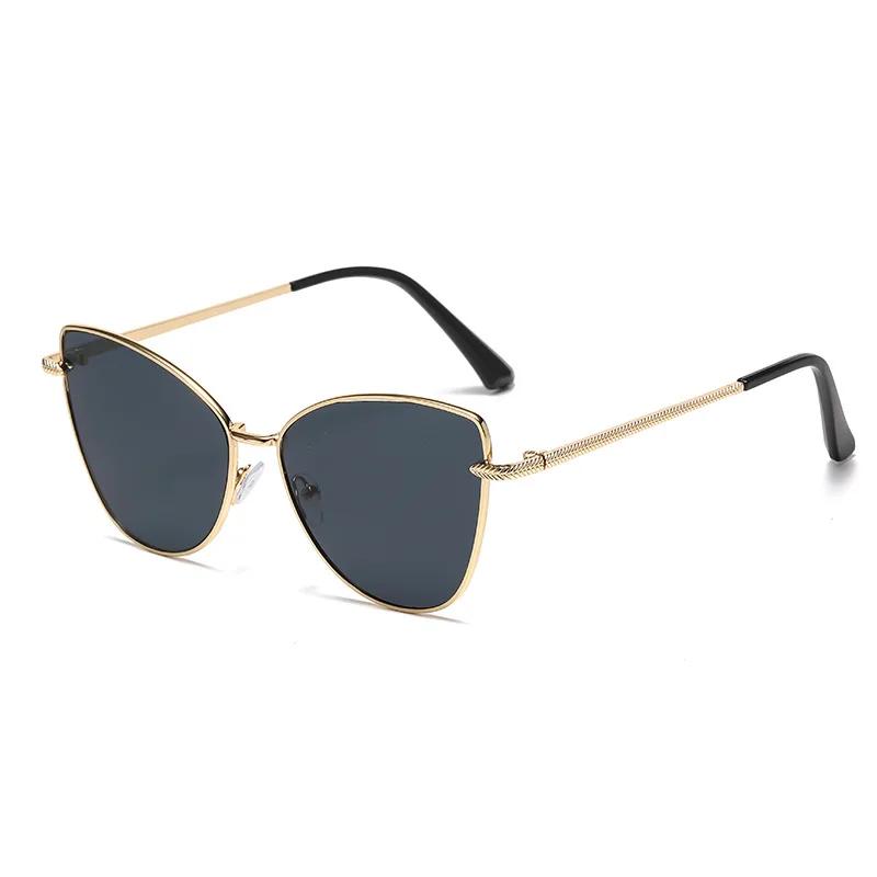 New Retro Metal Small Frame Cat Eye Sunglasses Womean Style European And American Fashion Street Photo Decorative Sungla Uv400