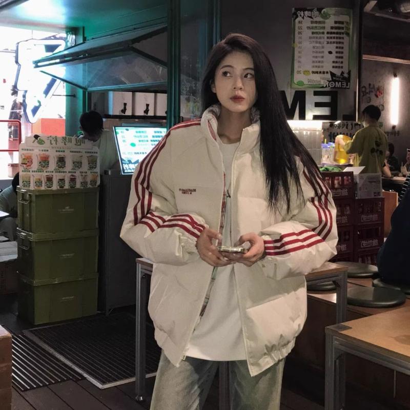 Лоскутное полосатое зимнее хлопковое пальто женское свободное толстое стеганое куртка повседневная верхняя одежда