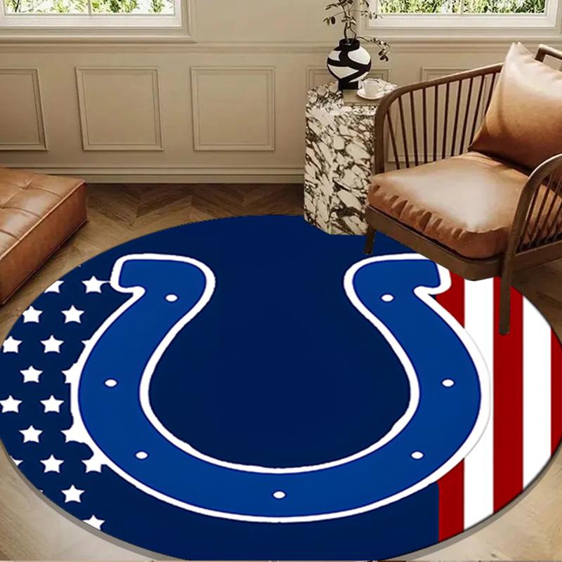 Indianapolis Colts Logo Round mat, Anti-slip Circle Carpet Chair rug For livingroom,Bedroom, doormat home decor Gift Christmas Gifts