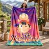 Earth Bound Custom Name Flannel Blanket Personalized Soft Warm Plush Throw Blanket Customized Gift for Family Friends