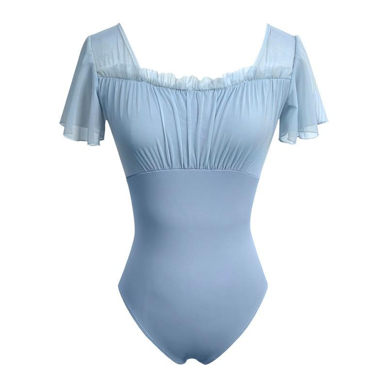 Womens Ballet Leotard With Short Flutter Sleeves Adult Dance Practice Training Performance