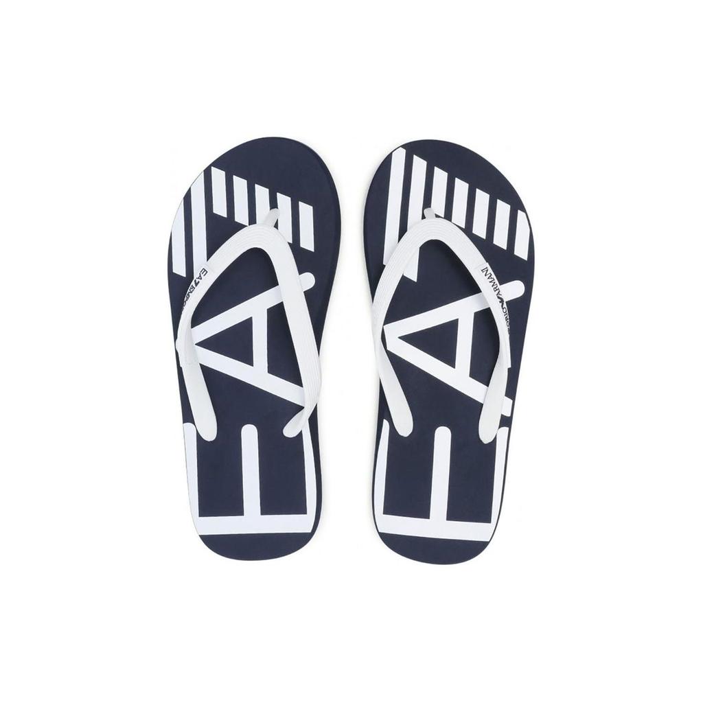 Emporio Armani Резиновые шлепанцы с плоским принтом логотипа Мужская обувь Темно-синий XCQ004XK196N527