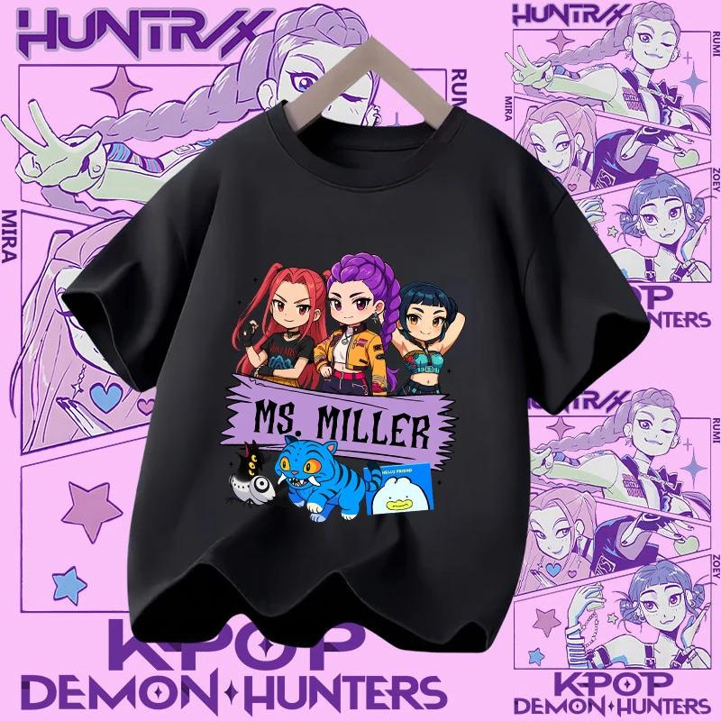 Kpop Demon Hunters Parent Child Halloween Kpop Demon Hunters TShirt Harajuku Casual Fashion Polyester Kid's Tshirt Cosplay Clothing