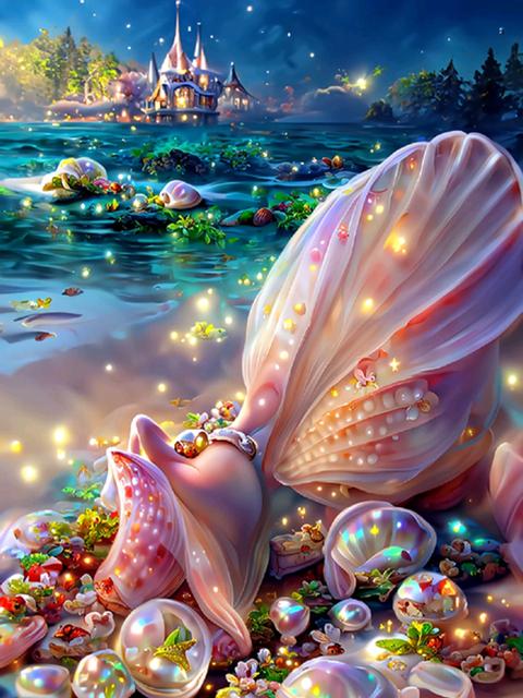 Фэнтези романтический пляж наборы алмазов для рисования ракушка пейзаж Diy Алмазная художественная вышивка мозаика вышивка крестиком домашний декор S420