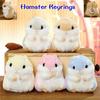 Kawaii Cute Soft Hamster Keyrings Keychains Faux Rabbit Fur Pompom Fluffy Trinkets Car Handbag Penda