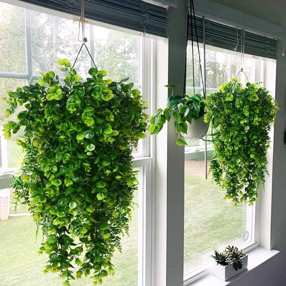 New Plastic Artificial Plant Vine Green Color Branches Fake Hanging Plants Rattan Leaves Fake Rattan Garden