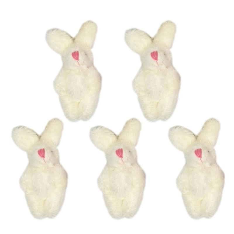 5pcs 4.5cm 6cm 5-color Soft Mini Joint Rabbit Pendant Plush Bunny For Keychain Bouquet Toy Doll DIY Ornaments Gifts