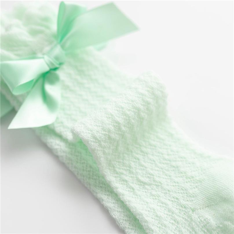 Breathable for Toddlers Girl's Knee High Socks Soft with Bowknot Comfy Princess Ruffle Cotton Solid Color Socks