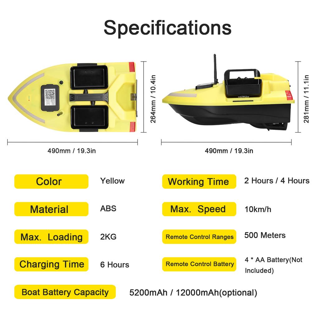 GPS Fishing Bait Boat 500m Remote Control Bait Boat Dual Motor Fish Finder 2KG Loading Support