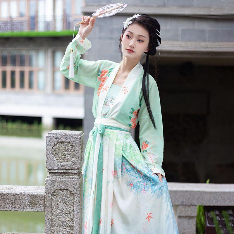 Китайская фея Ханфу, повседневная одежда, женский костюм с плиссированной юбкой